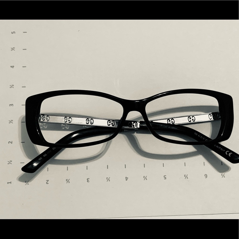 Black with Metal Gucci Eye Glass Frames